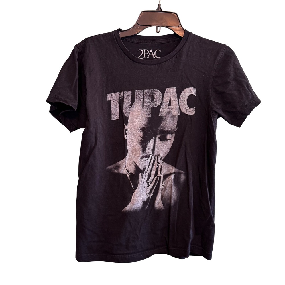 2Pac Tupac Shakur Graphic T-Shirt Black Cotton Rap Tee Mens Small‎ 2021 Bravado